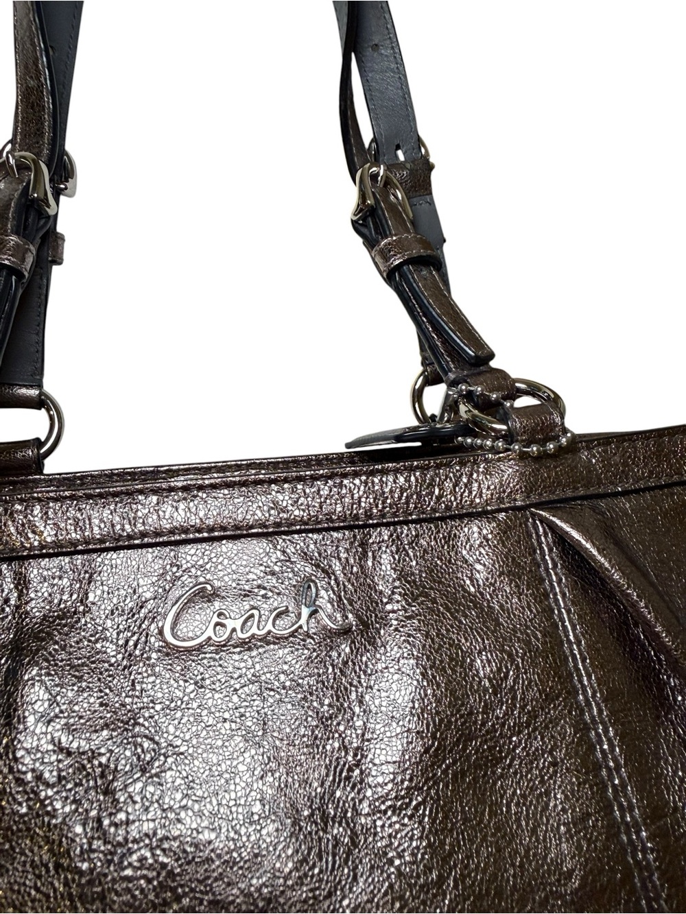 Coach Gallery East West Tote in Rare Metallic Pewter/Bronze Leather - Picture 6 of 12